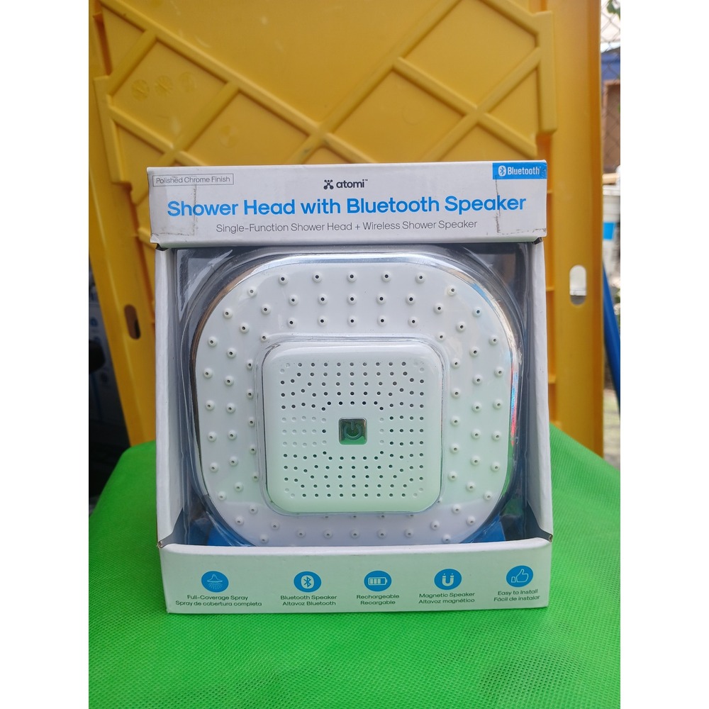 Atomi Shower Head with Bluetooth Speaker Polished Chrome AT1490 Wireless Audio